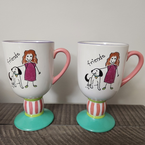 Set of 2 Pfaltzgraff Friends w/ dogs mugs cups with base Great Gift! - Picture 5 of 10